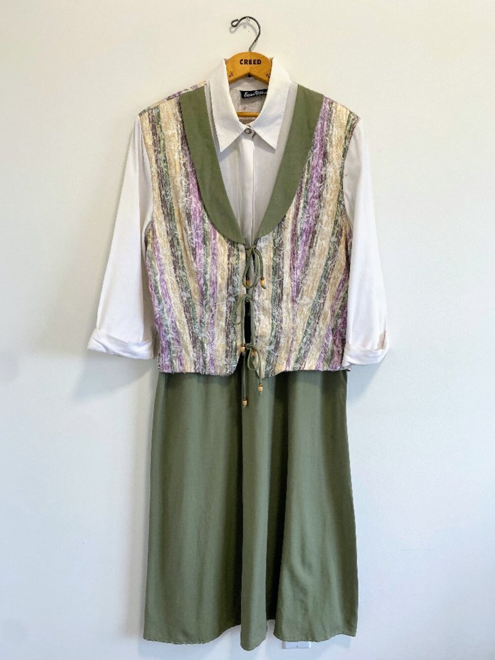 Vintage Renaissance Inspired Maxi Dress w/ Lace-Up Vest / 90s